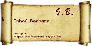 Inhof Barbara névjegykártya